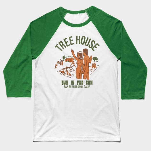 Vintage Defunct Treehouse Colony San Bernardino CA Baseball T-Shirt by darklordpug